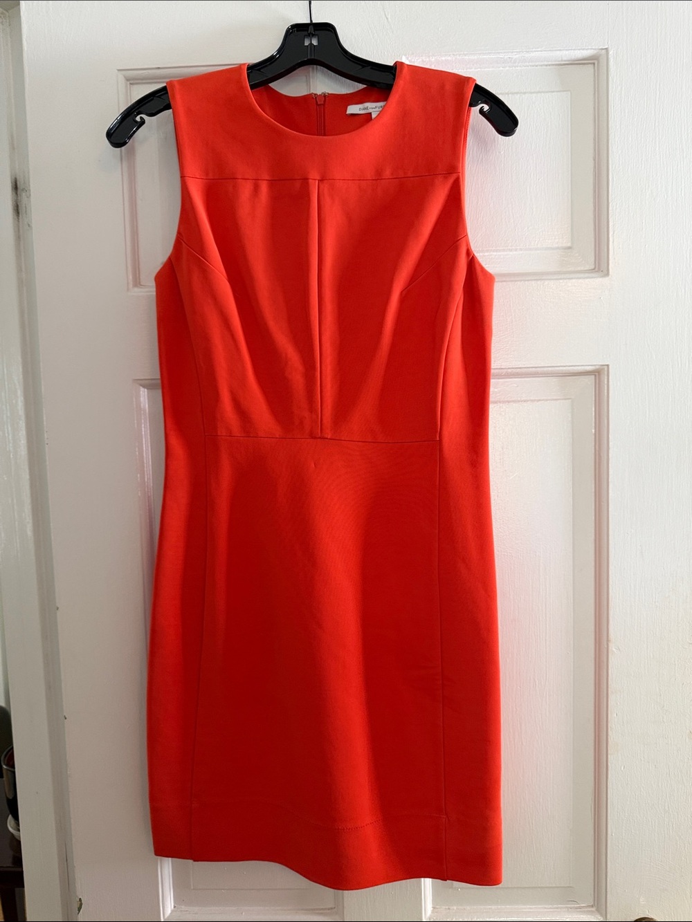 Diane Von Furstenberg Sleeveless Bright Red Midi Sheath Dress